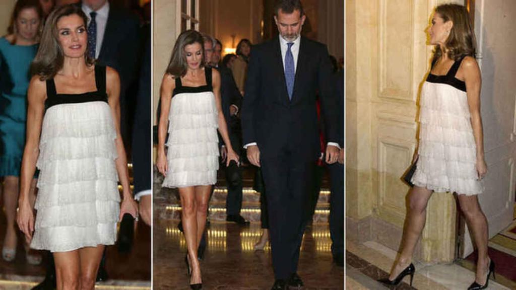 La reina Letizia con vestido de Teresa Helbig en noviembre de 2017.