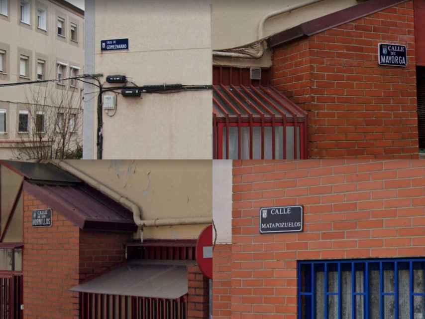 Placas con los nombres de los pueblos de Valladolid en el callejero de Madrid