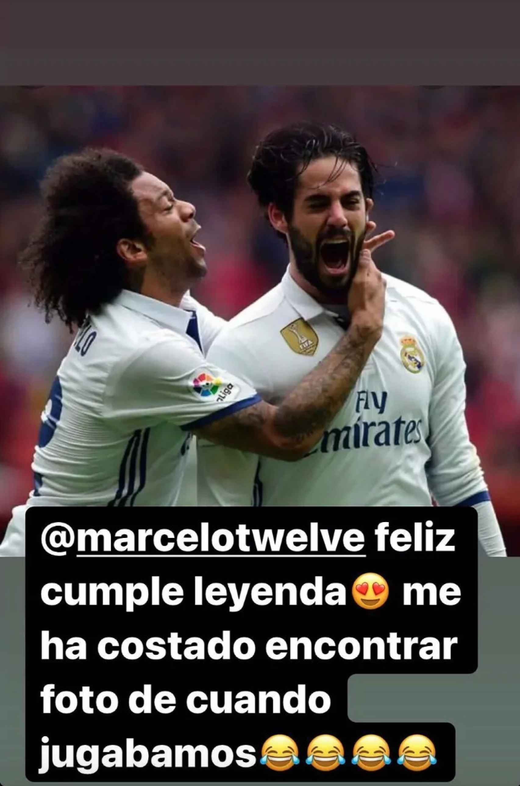 La felicitación de Isco a Marcelo
