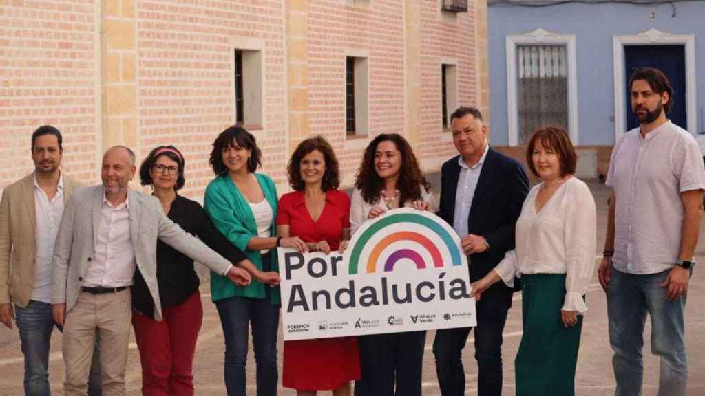 Los portavoces de Por Andalucía en la presentación de la coalición.