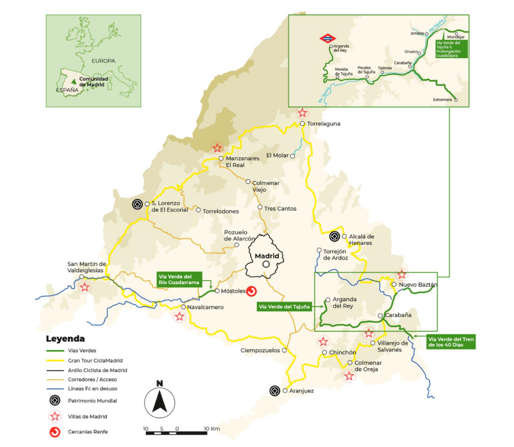Mapa Vías Verdes Madrid