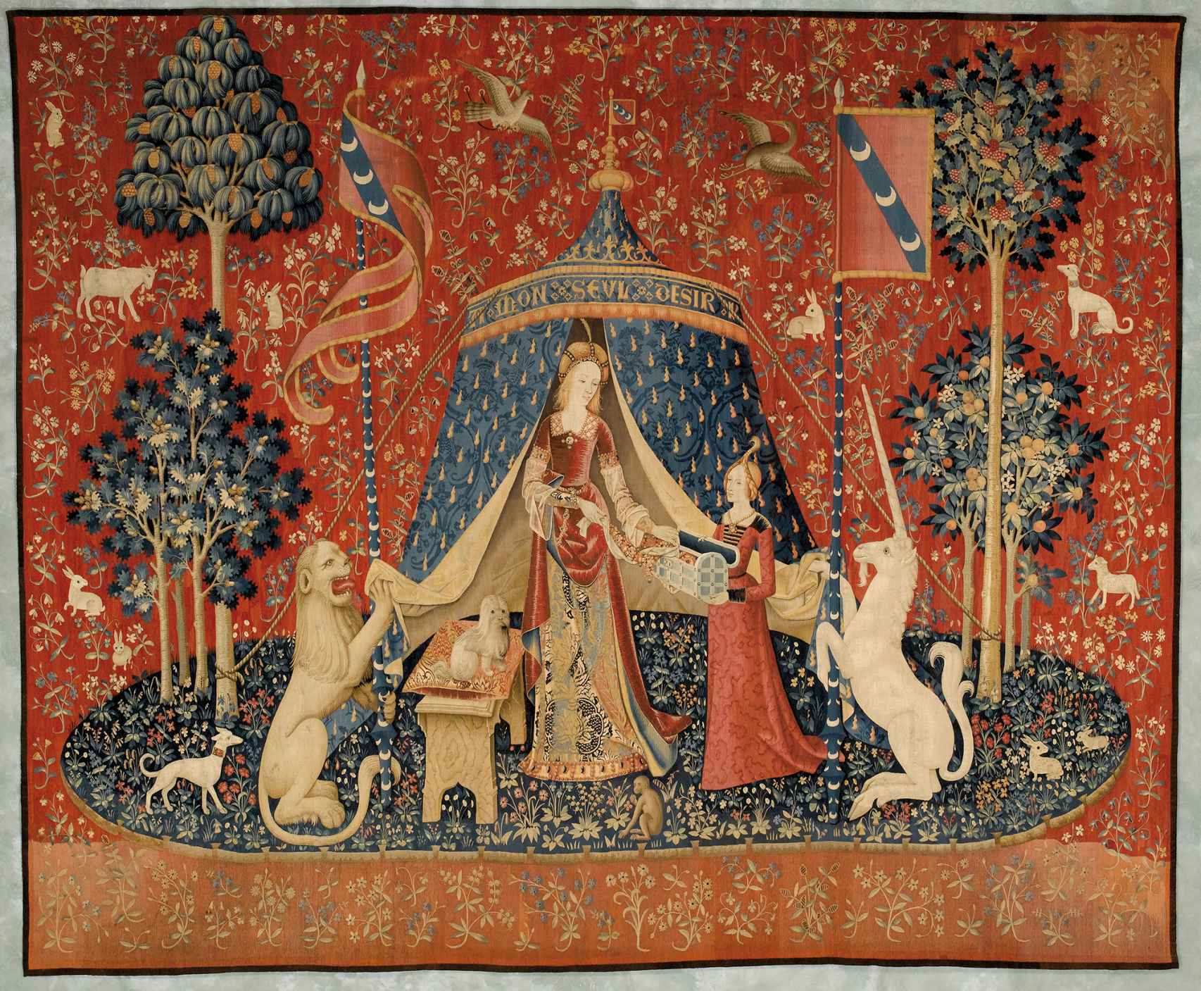 Uno de los tapices de 'La dama y el unicornio', h. 1500 (Foto: Museo de Cluny © RMN-Gand Palais / Michel Urtado)
