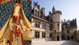 A la izquierda, tapiz de 'La dama y el unicornio', hacia 1500 (Foto: Museo de Cluny © RMN-Gand Palais / Michel Urtado). A la derecha, vista exterior de la residencia de los abades de Cluny (Foto: Museo de Cluny © Alexis Paoli, OPPIC)