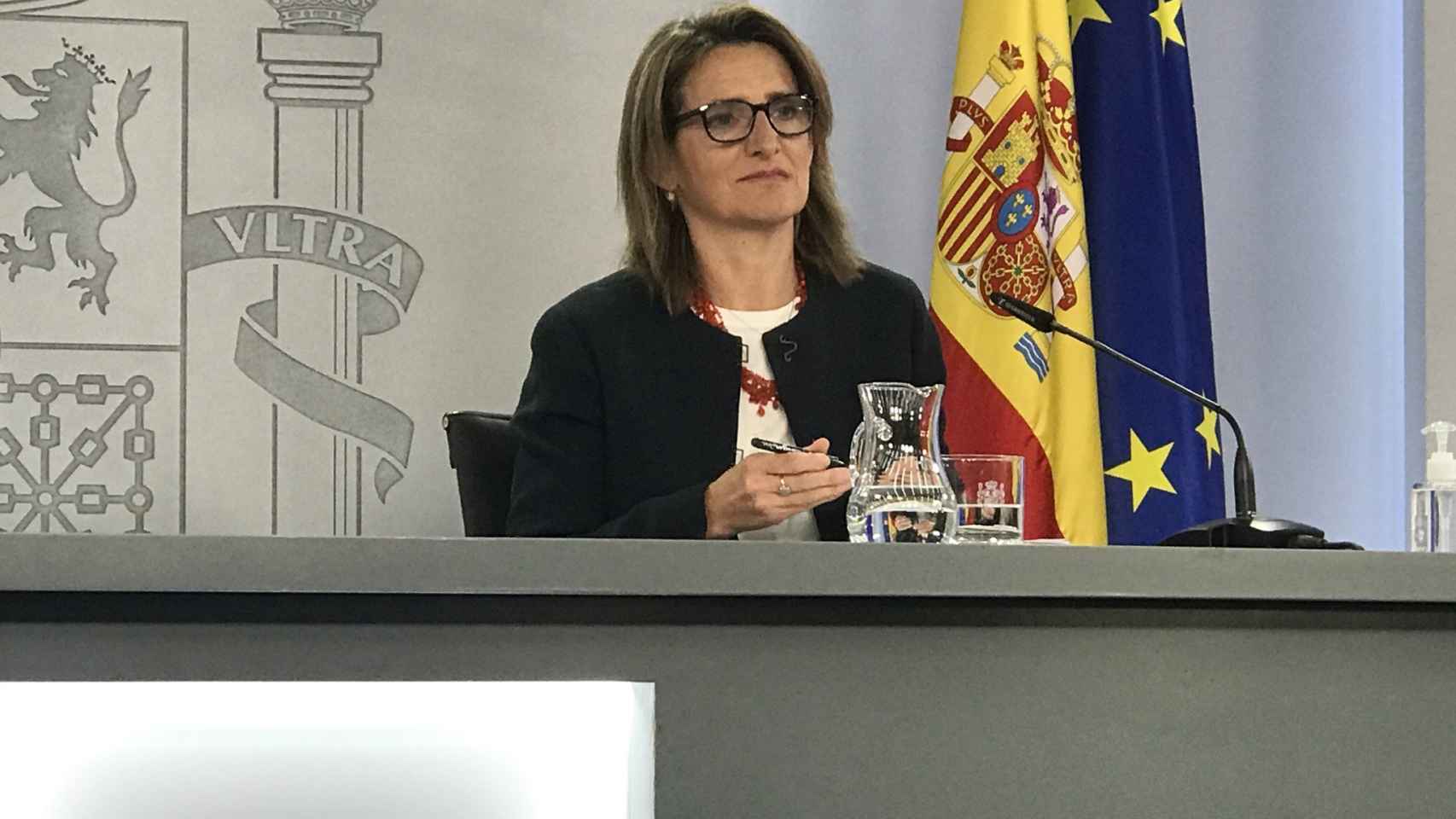 Teresa Ribera, durante la rueda de prensa posterior al Consejo de Ministros de este viernes.