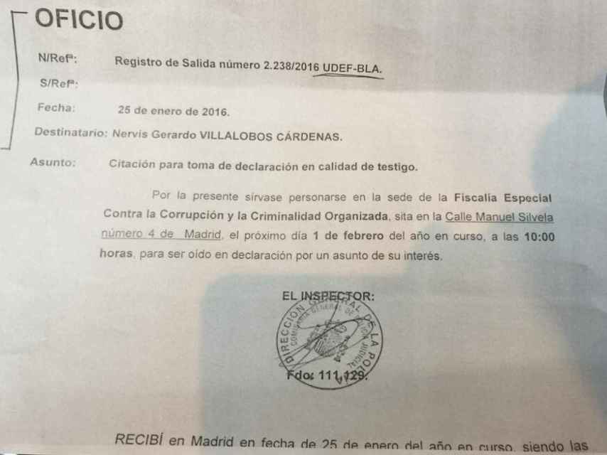El exministro de Venezuela Nervis Villalobos fue citado a declarar ante la Fiscalía Anticorrupción el 1 de febrero de 2016.