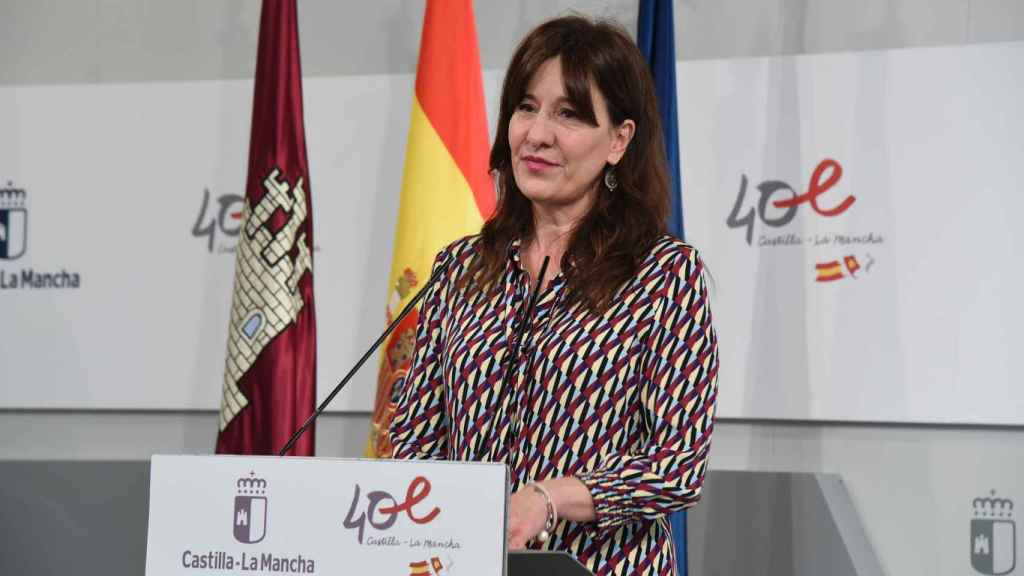 Blanca Fernández, portavoz del Gobierno de Castilla-La Mancha, este miércoles en rueda de prensa