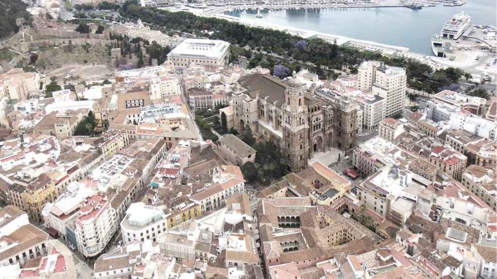 Infografía de la Catedral de Málaga con el nuevo tejado proyectado.
