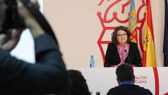 La vicepresidenta valenciana, Mónica Oltra, en la rueda de prensa posterior al pleno del Consell.