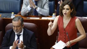 La presidenta de la Comunidad de Madrid, Isabel Díaz Ayuso, durante su intervención este jueves en la Asamblea.