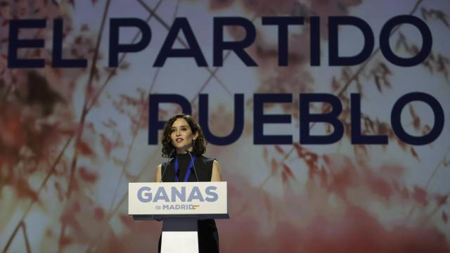 Isabel Díaz Ayuso, en un acto de campaña.