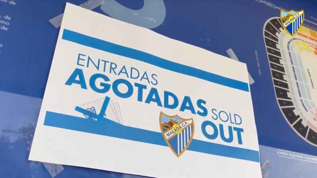 El Málaga cuelga el cartel de 'No hay billetes' para el partido contra el Burgos