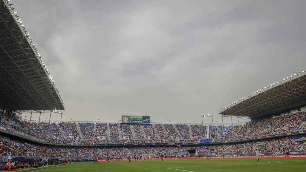 El estadio de La Rosaleda en el partido contra el Burgos
