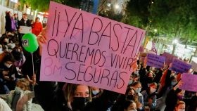 Pancarta protesta en la concentración del 8M celebrada en Murcia. Foto: archivo