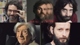 De izquierda a derecha y de arriba abajo, Andrés Neuman, Fernando Navarro, Juan Gómez Bárcena, Ana María Matute y Manuel Astur