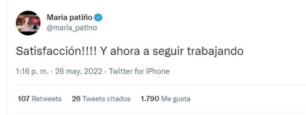 El tuit de María Patiño que ha indignado a Diego Arrabal
