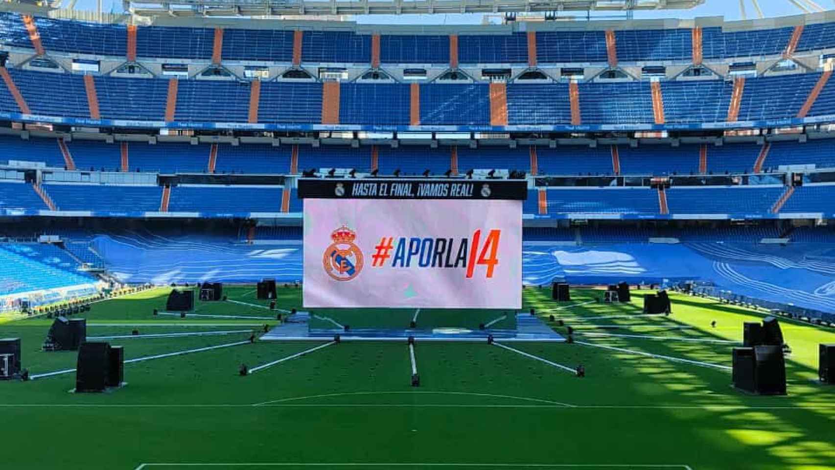 Las pantallas del Santiago Bernabéu para la final de la Champions
