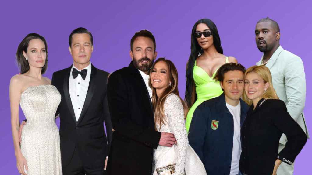 Angelina Jolie y Brad Pitt, Ben Affleck y Jennifer Lopez, Kim Kardashian y Kanye West, y Brooklyn Beckham y Nicola Peltz.