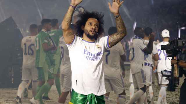 Marcelo Vieira, en la celebración de la Decimocuarta del Real Madrid