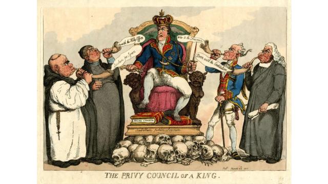 Otra caricatura de Fernando VII, realizada por Thomas Rowlandson.