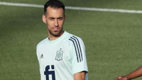 Sergio Busquets, en un entrenamiento de la selección española de fútbol