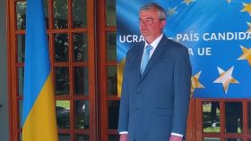 El embajador de Ucrania en España, Serhii Pohoreltsev, este viernes en un acto por los 100 días de la guerra.
