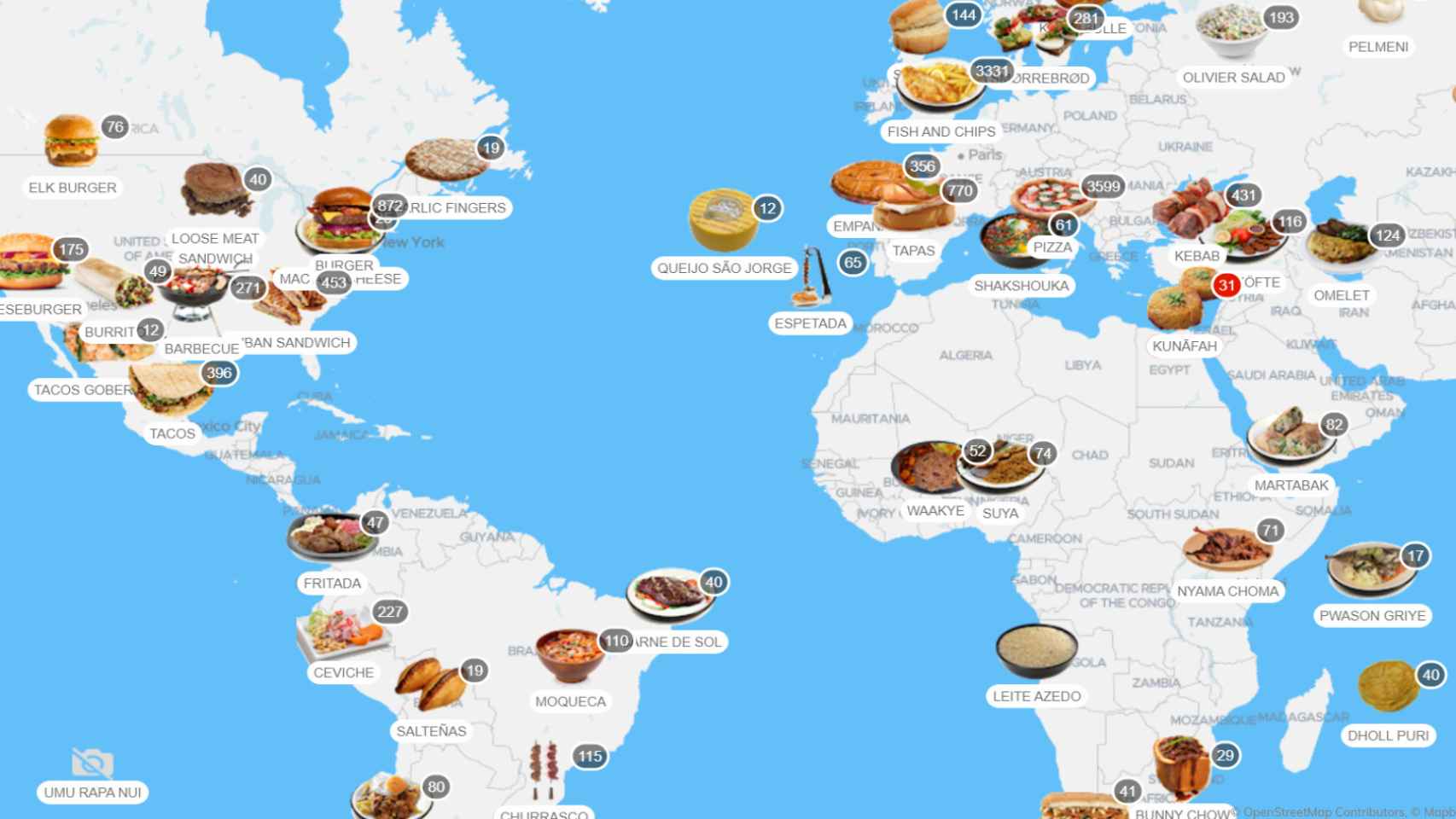 Mapa de gastronomía