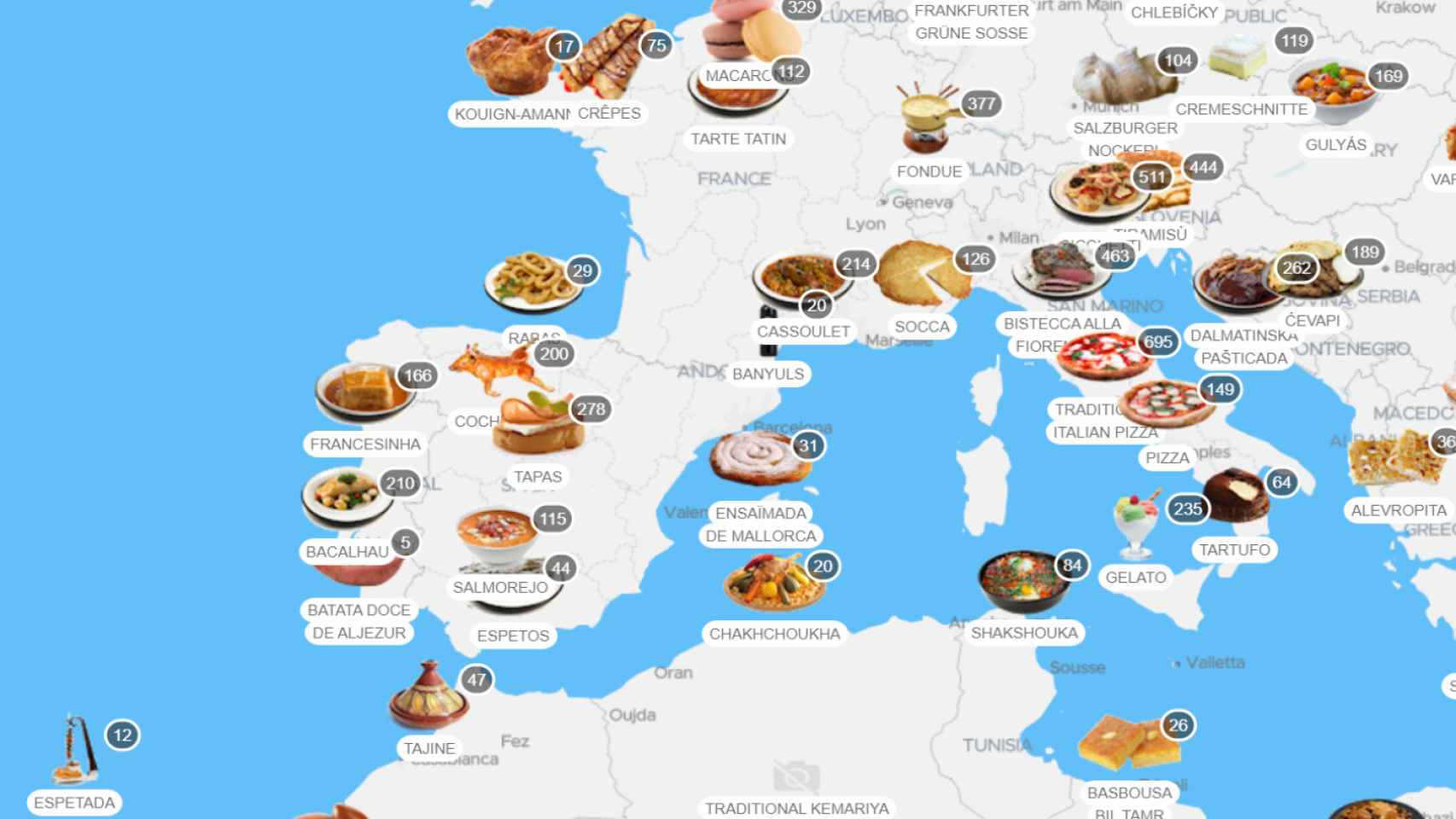 Mapa interactivo de comida