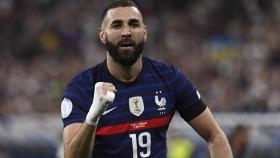 Karim Benzema, celebrando un gol con la selección de Francia en la UEFA Nations League