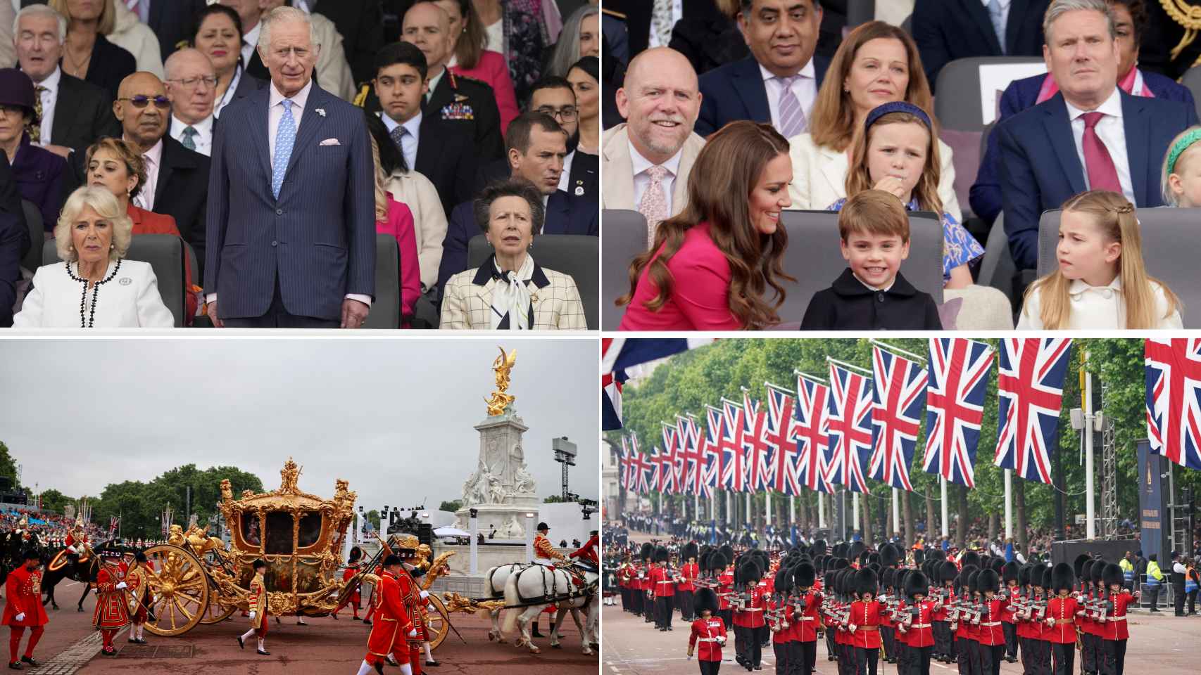 Algunos de los momentos del desfile de cierre del Jubileo de Isabel II.