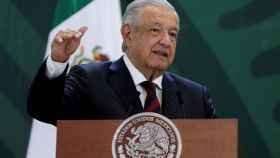El presidente de México, Andrés Manuel López Obrador, durante una rueda de prensa en Apodaca en mayo.
