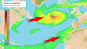 El ciclón Alex y la dorsal que empuja, afectando a España. Meteored.