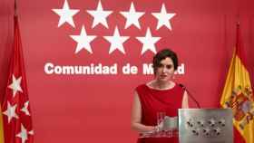 La presidenta de la Comunidad de Madrid, Isabel Díaz Ayuso, este lunes en rueda de prensa.