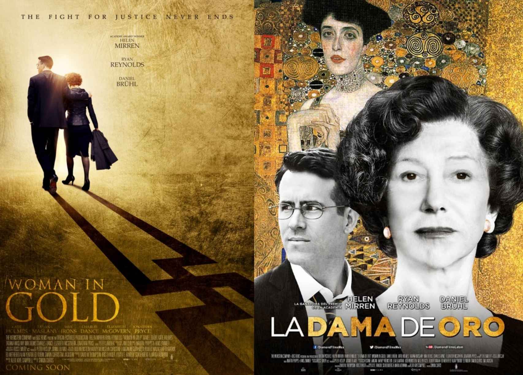 Los carteles de la película, en inglés y español.