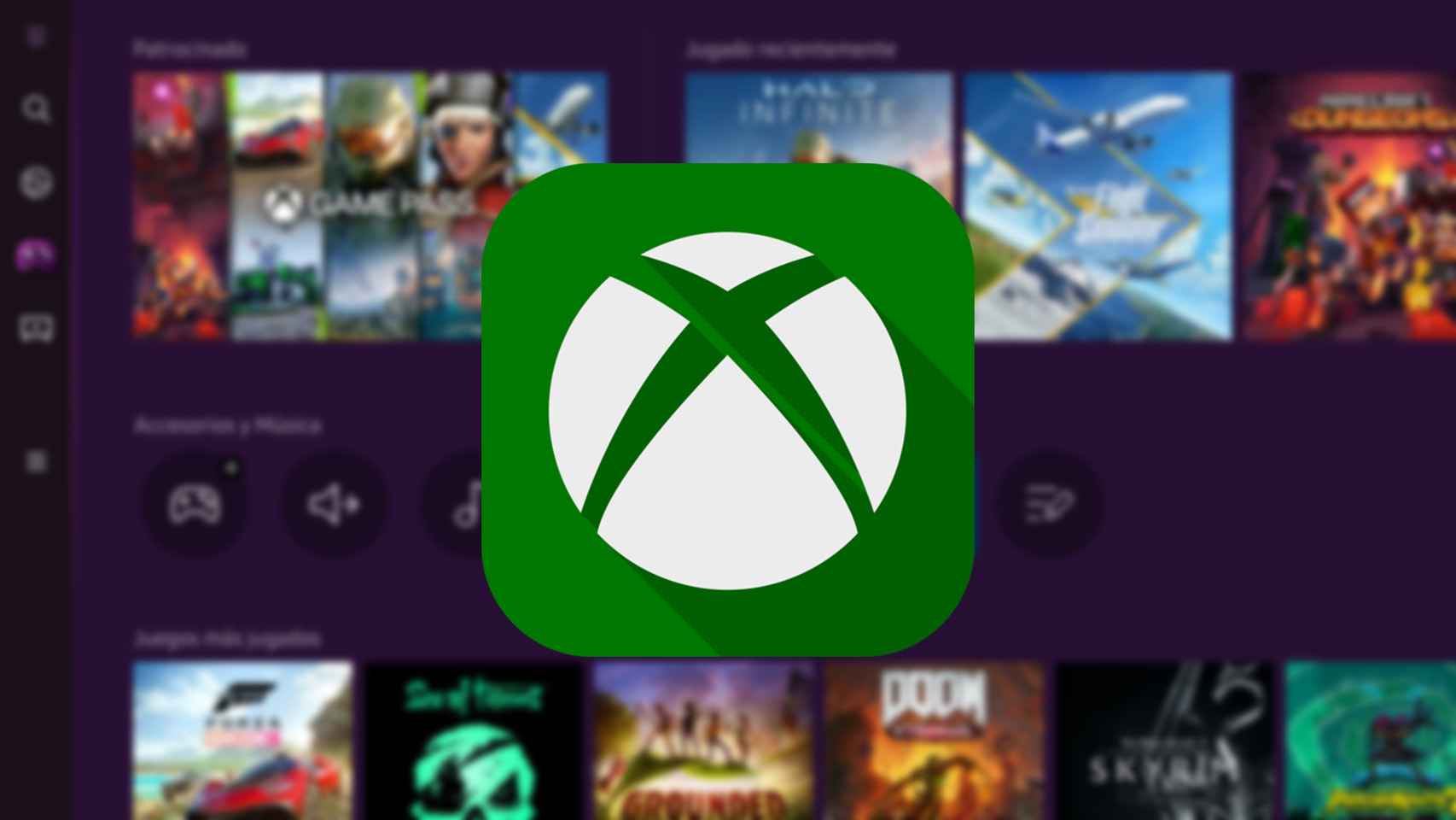 Fotomontaje con el Gaming Hub de Samsung y el logo de Xbox.