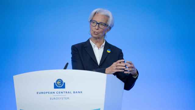 La presidenta del BCE, Christine Lagarde, durante una rueda de prensa