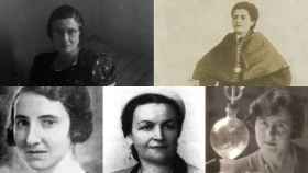 Por orden, las científicas: Margarita Comas, Trinidad Arroyo, Elisa Fernández, María Soriano y Ángela García.