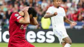 'Mo' Salah se lamenta de una ocasión fallada contra el Real Madrid en la final de la Champions