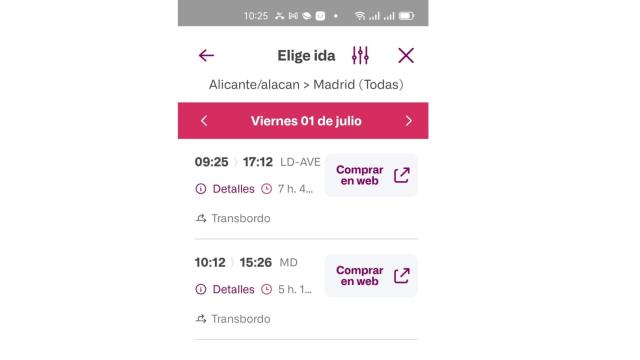 Las búsquedas de billetes ofrecen trayectos con transbordos de 7 horas en vez de 2,5 horas.