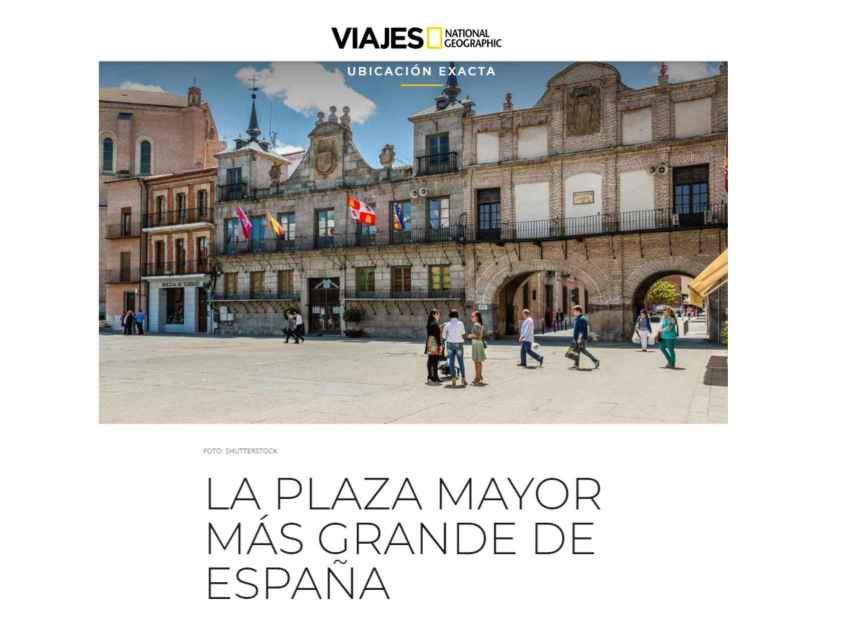 Artículo de National Geographic sobre la Plaza Mayor de la Hispanidad de Medina del Campo.