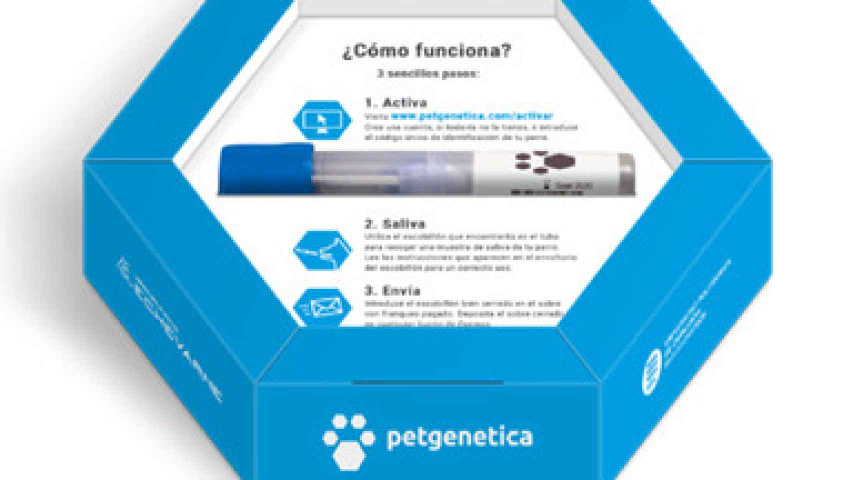 Caja abierta del test de ADN desarrollado por la empresa barcelonesa para perros.