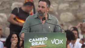El presidente de Vox, Santiago Abascal, en un acto público en Lucena (Córdoba)
