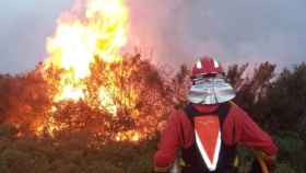 Efectivos de la UME en el incendio de la Sierra de la Culebra