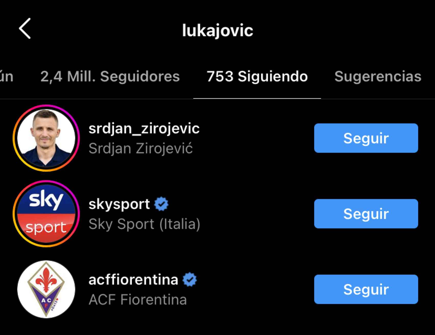 Jovic sigue a las cuentas de Fiorentina y Sky Sport