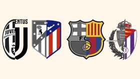 Los rediseños de los escudos de Juventus, Atlético de Madrid, FC Barcelona y Real Valladolid