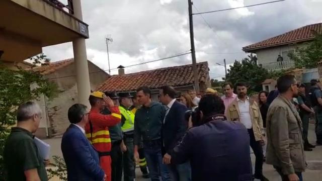 Llegada de Pedro Sánchez en helicóptero a Otero de Bodas.