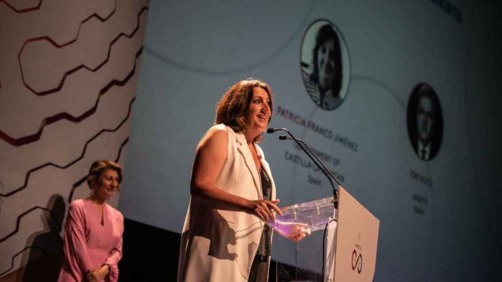 Patricia Franco, consejera de Economía, Empresas y Empleo de Castilla-La Mancha durante la inauguración de Conecta F&E.