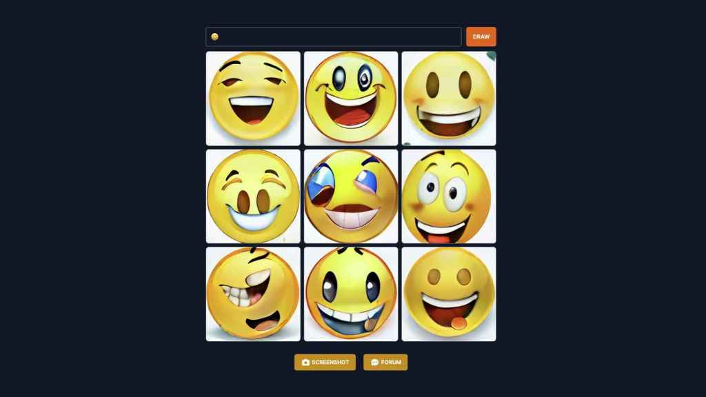 Emoji generowane przez sztuczną inteligencję w Craiyon