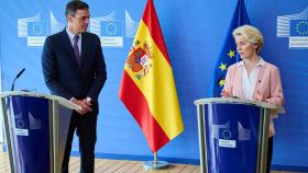 Pedro Sánchez, durante su reunión con Ursula von der Leyen el pasado miércoles en Bruselas