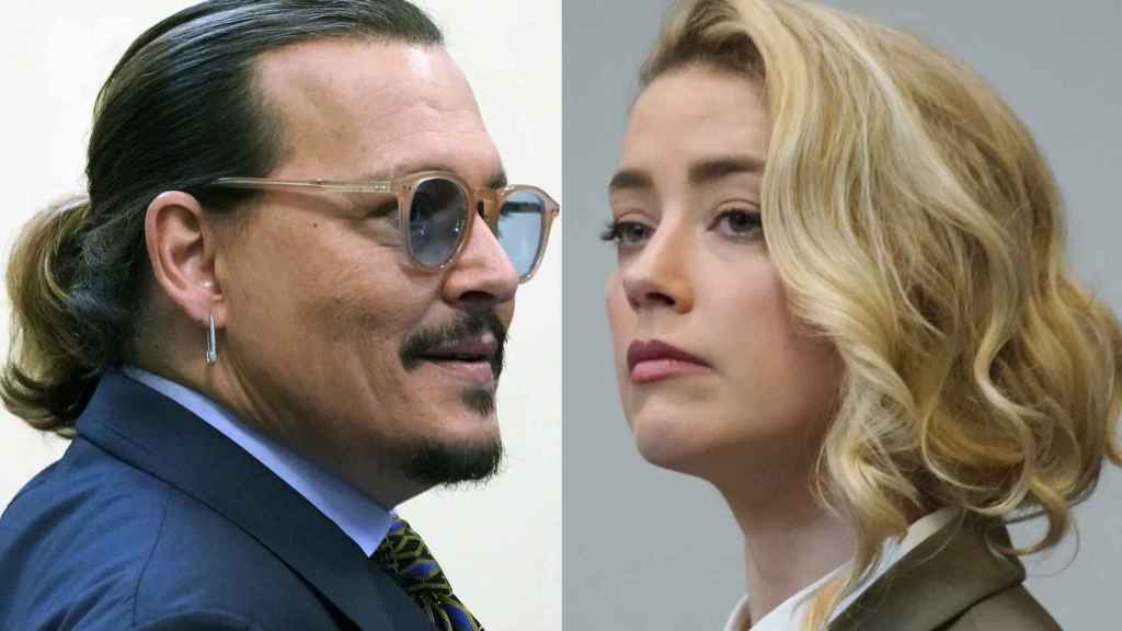 Johnny Depp y Amber Heard en un montaje durante una de las sesiones del juicio por difamación que los enfrentó.