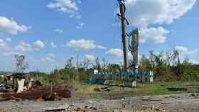 Destrucción causada por los combates en los alrededores de la ciudad de Severodonetsk, en Lugansk.